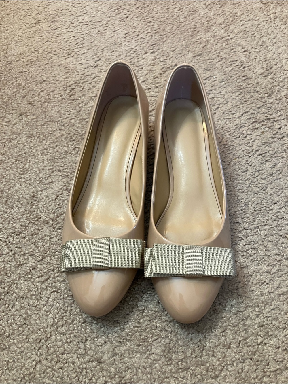 Nude Patent Bow-Accent Women’s shoes